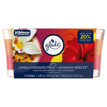 Glade 2in1 Candle, Hawaiian Breeze + Vanilla Passionfruit