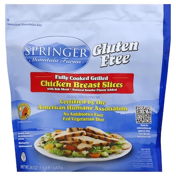 Springer Mountain Farms Chicken Breast, Slices, Fully Cooked Grilled