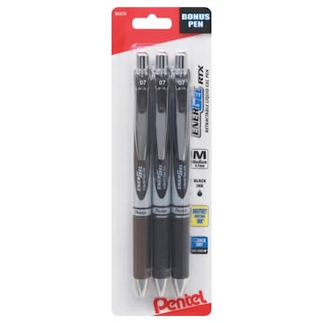 Pentel Energel Liquid Gel Pen, Retractable, Medium, RTX, 0.7 mm, Black Ink