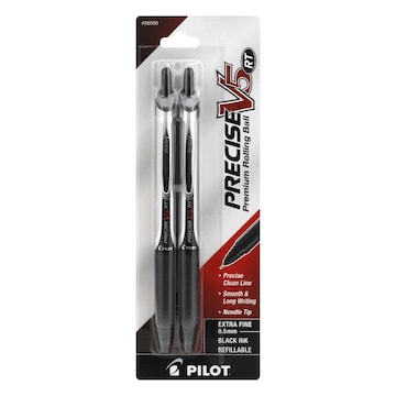 Pilot Precise V5 RT Extra Fine (0.5 mm) Refillable Black Ink Rolling Ballpens