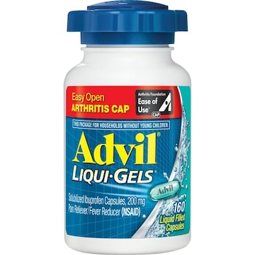 ADVIL Liqui-Gels Liqui-Gels Pain Reliever and Fever Reducer, Ibuprofen 200mg for Pain Relief - 160 Liquid Filled Capsules, Easy Open Arthritis Cap