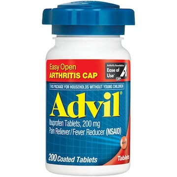 ADVIL Pain Reliever and Fever Reducer, Ibuprofen 200mg for Pain Relief - 200 Coated Tablets with Easy Open Arthritis Cap