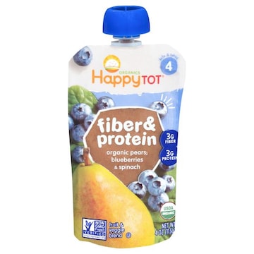 Happy Tot Organics Fruit & Veggie Blend, Organic Pears, Blueberries & Spinach, 4 (2+ Years)