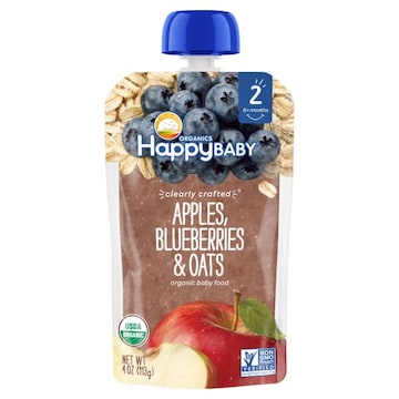HappyBaby Organics Organic Apples, Blueberries & Oats Stage 2 (6+ Months) Baby Food