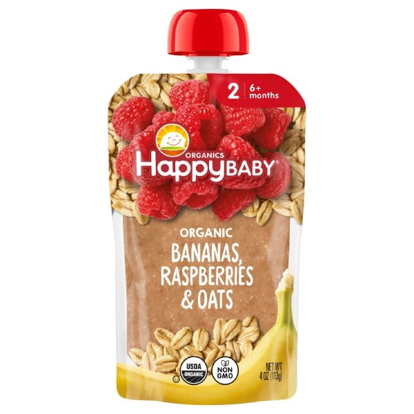 クッキーアン　バケパ　ポージー HappyBaby Organics Clearly Crafted Stage 2 Bananas, Raspberries