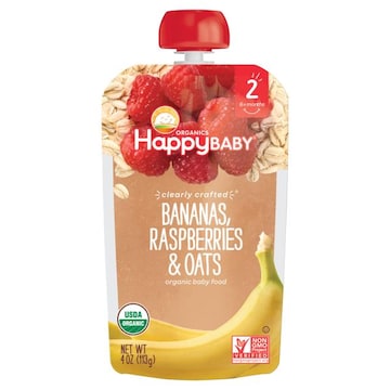HappyBaby Organics 2 (6+ Months) Organic Bananas, Raspberries & Oats Baby Food