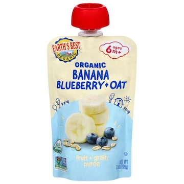 Earth's Best Organic Organic Ages 6 m+ Banana Blueberry + Oat Fruit + Grain Puree