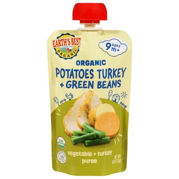 Earth's Best Organic Ages 9 m+ Organic Potatoes Turkey + Green Beans Vegetable + Turkey Puree