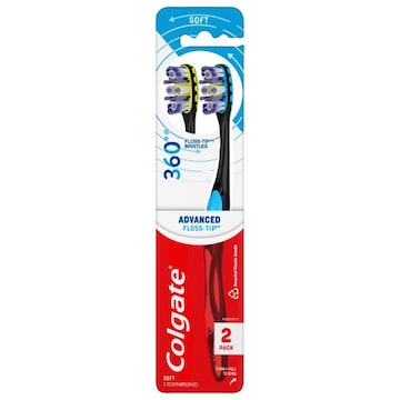 Colgate 360 Advanced Adult Manual Floss-Tip Toothbrush, Soft
