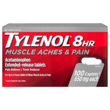 Tylenol Caplets 8 Hr Muscle Aches & Pain 650 mg Pain Reliever/Fever Reducer
