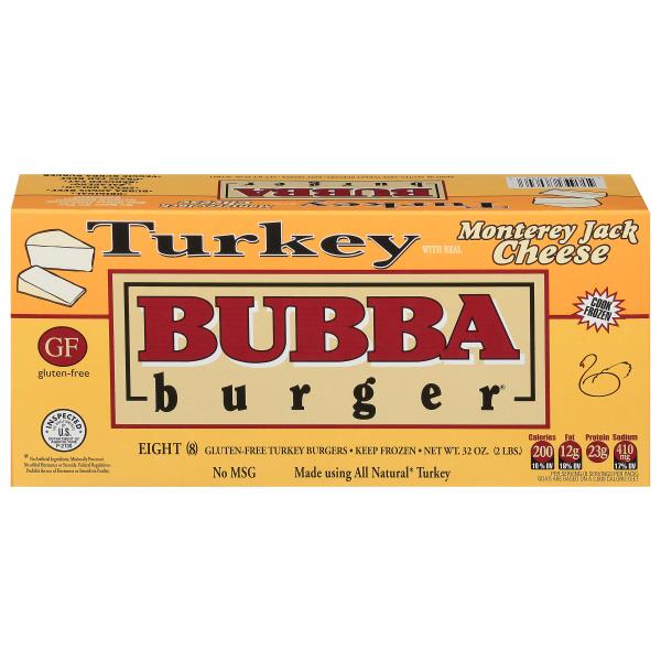 Bubba Burger Burgers, Gluten Free, Turkey with Monterey Jack Cheese