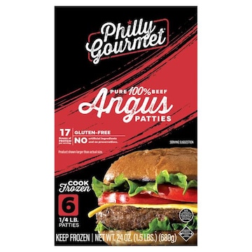 Philly Gourmet Patties, Angus, Pure 100% Beef