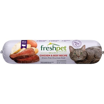 Freshpet Healthy & Natural Cat Food, Fresh Chicken & Beef Pate Roll, 1lb