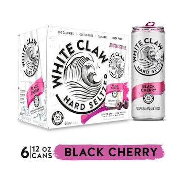 White Claw Hard Seltzer, Black Cherry, Spiked, 6 Pack