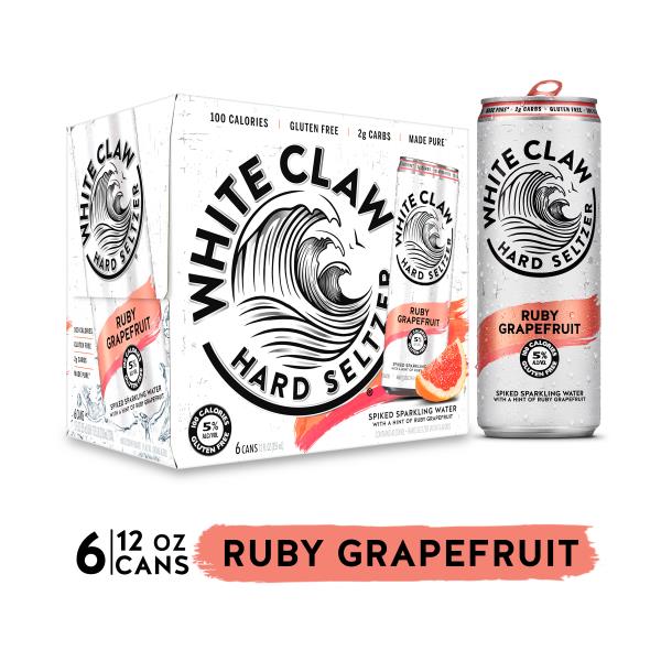 White Claw Hard Seltzer, Spiked, Ruby Grapefruit, 6 Pack | Publix