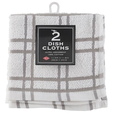 Ritz Dish Cloths, Multi Check, Titanium