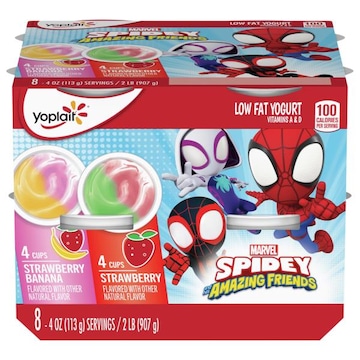 Yoplait Low Fat Marvel Spidey and His Amazing Friends Strawberry Banana/Strawberry Yogurt
