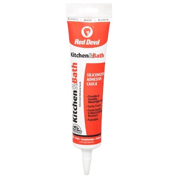 Red Devil Siliconized Adhesive Caulk, White, Kitchen & Bath