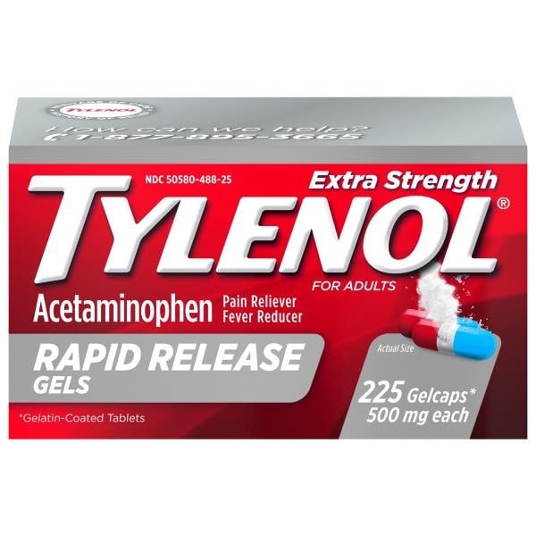 Tylenol acetaminophen extra strength 500 mg rapid release gels