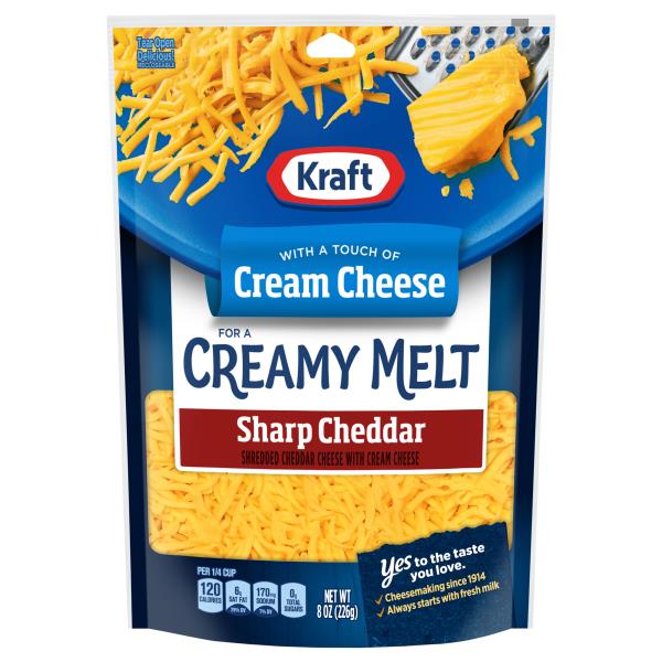 Kraft with a Touch of Cream Cheese for Creamy Melt Sharp Cheddar