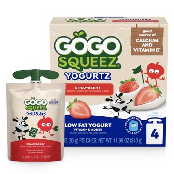 GoGo squeeZ Low Fat yogurtZ Strawberry Yogurt Snack Pouches, 3 oz (4 Pack)
