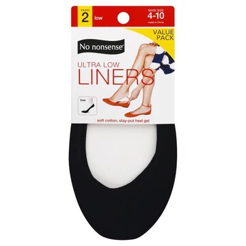 No Nonsense Liners, Black, Ultra Low, 4-10, Value Pack