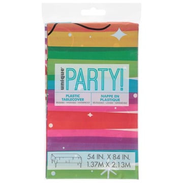 Unique Tablecover, Plastic, Rainbow Ribbons Birthday