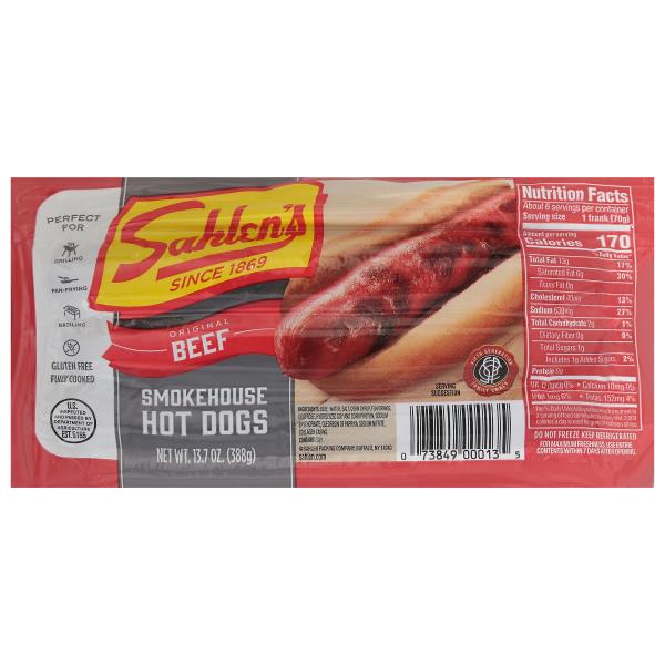 Sahlen's Hot Dogs, Smokehouse, Original Beef Publix Super Markets