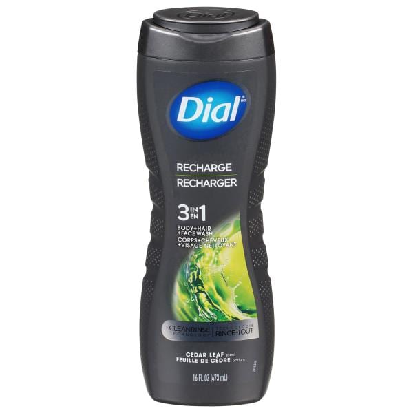 Dial Recharge Body + Hair + Face Wash, Cedar Leaf, 3 in 1, Men Publix