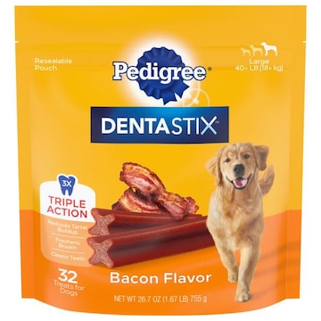 Pedigree Dentastix Treats for Dogs, Bacon Flavor, Large 40+ Lb (18+ kg)