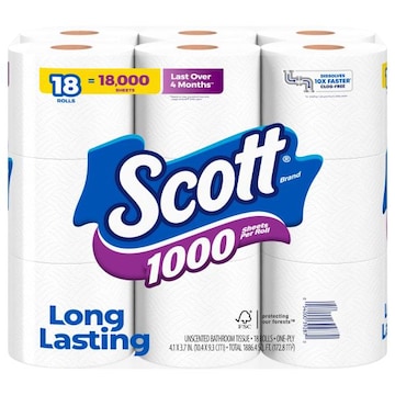 Scott Bathroom Tissue, Unscented, One-Ply