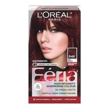 L'Oreal Paris Feria Shimmering Permanent Hair Color R48 Red Velvet (Intense Deep Auburn)