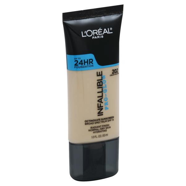 L'Oreal Infallible Foundation, Pro-Glow, Creamy Natural 202, SPF 15 ...