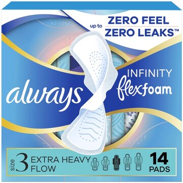 Always Infinity Pads, Size 3, Extra Heavy, with Wings, 14 CT