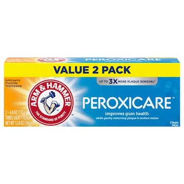 Arm & Hammer Peroxicare Toothpaste, Fluoride, Anticavity, Clean Mint, Value 2 Pack