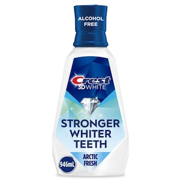 Crest 3D White Strength Whitening Mouthwash/Mouth Rinse, Alcohol Free, Contains Fluoride, Wintermint Flavor, 946 mL (32 fl oz)
