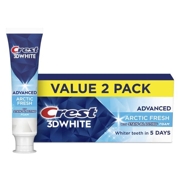 Crest 3D White Advanced Toothpaste, Arctic Fresh, 3.3 oz, 2 Pack