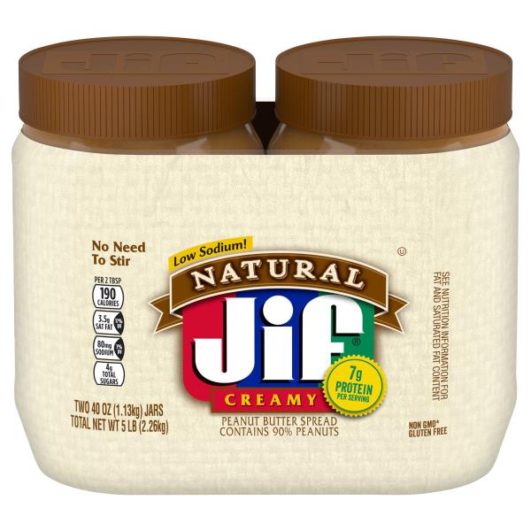 Jif Peanut Butter Spread, Low Sodium, Natural, Creamy Publix Super