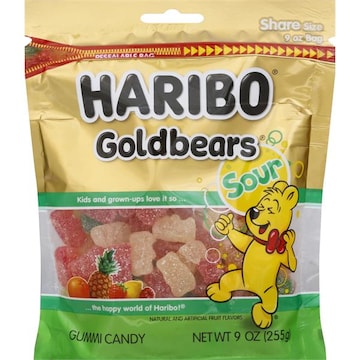 Haribo Goldbears Gummi Candy, Sour, Share Size