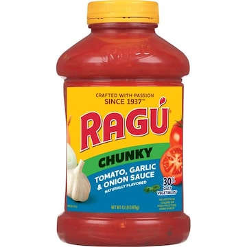 Ragu Chunky Tomato, Garlic and Onion Pasta Sauce, Made with Diced Tomatoes, Delicious Garlic and Onions, and Italian Herbs and Spices, 66 OZ