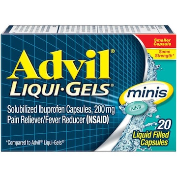 ADVIL Liqui-Gels Liqui-Gels minis Pain Reliever and Fever Reducer, Ibuprofen 200mg for Pain Relief - 20 Liquid Filled Capsules