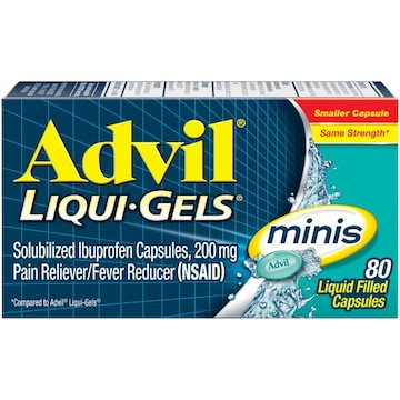 ADVIL Liqui-Gels Liqui-Gels minis Pain Reliever and Fever Reducer, Ibuprofen 200mg for Pain Relief - 80 Liquid Filled Capsules