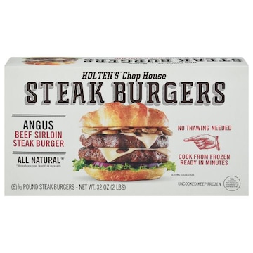 Holten's Chop House Steak Burgers, Angus, Beef Sirloin