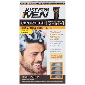 Just For Men Control GX Shampoo & Conditioner, 2-in-1, Grey-Reducing