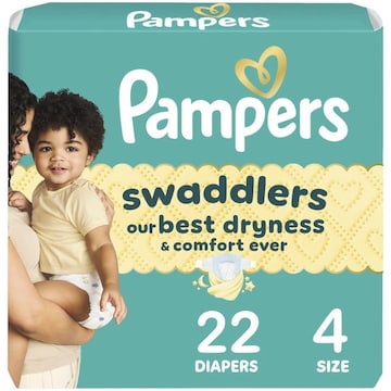 Pampers Swaddlers Diapers, Size 4, 22 Count