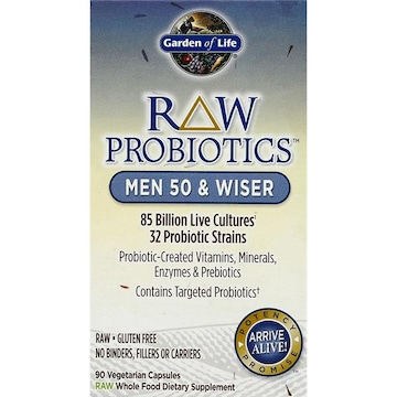 Garden of Life Raw Probiotics Probiotics, Men 50 & Wiser, Vegetarian Capsules