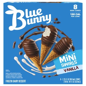Blue Bunny Mini Swirls Frozen Dairy Dessert, Vanilla