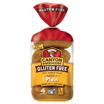 Canyon Bakehouse Canyon Bakehouse Plain Bagels, Gluten Free Bagels, 100% Whole Grain, Frozen, 4 Count