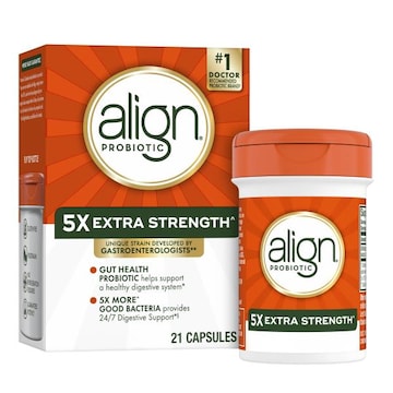 Align Digestive Support Probiotic Extra Strength, 5X More Good Bacteria^, 21 Capsules