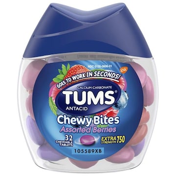 Tums Chewable Tablets Chewy Bites Extra Strength Assorted Berries 750 Antacid